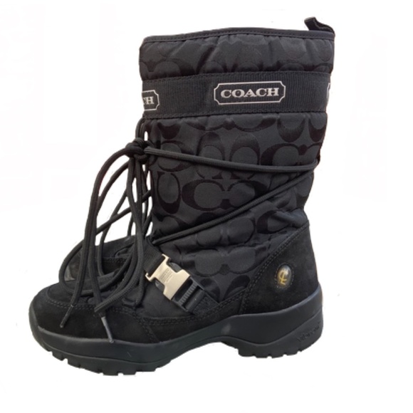 Coach Black ‘Sela’ Signature C Suede Snow Boots, Sz 7 - Picture 5 of 14